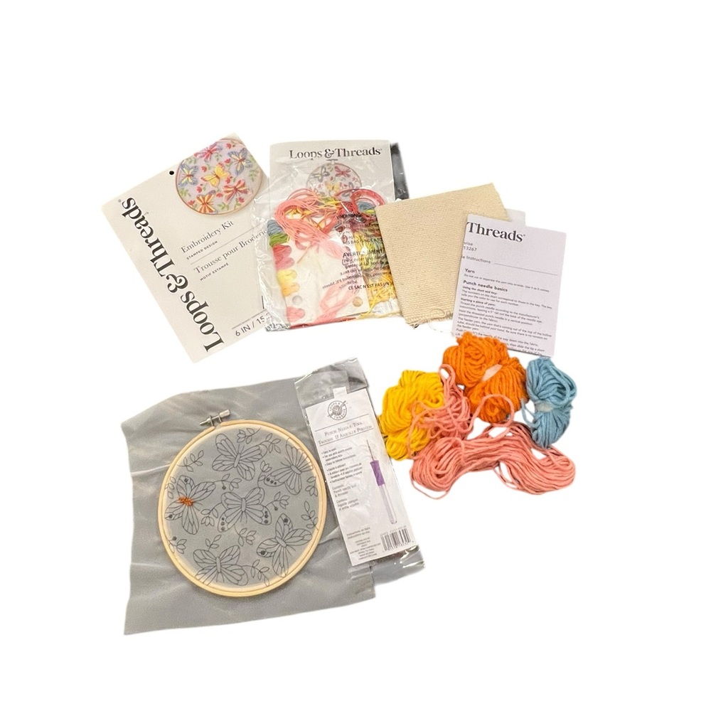 2 Loops & Threads Craft Kits Sunrise Punch‎ Needle Kit Butterfly Embroidery Kit